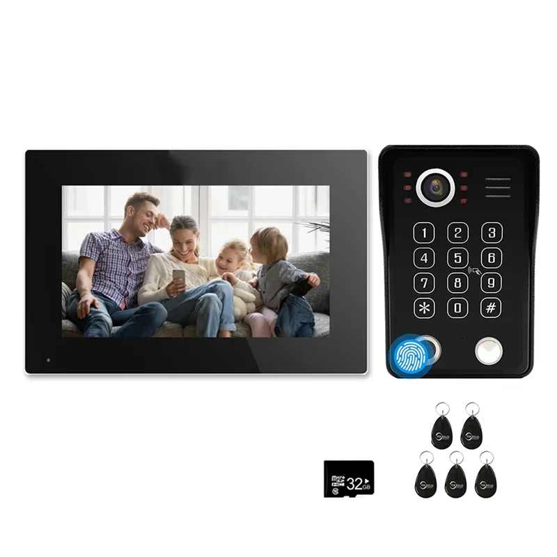 A69evideo 인터콤 시스템 Tuya Smart 1080P Wifi 모니터 도어 폰 지문 잠금 해제 비디오 엔트리 캠 초인종 홈 US 플러그