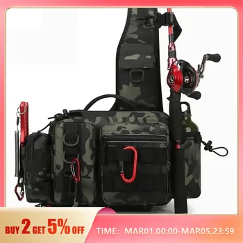 낚시 태클 배낭 루어 박스 기어 보관 가방, 패니 팩 남성용 플라이 낚시 배낭, 로드 거치대 슬링 숄더백