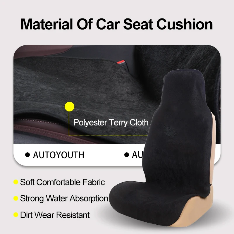 AUTOYOUTH 카시트 타월 커버, 운동 선수용, 피트니스 체육관, 달리기, 해변, 수영, 야외, 수상 스포츠 기계, 세탁 가능-블랙