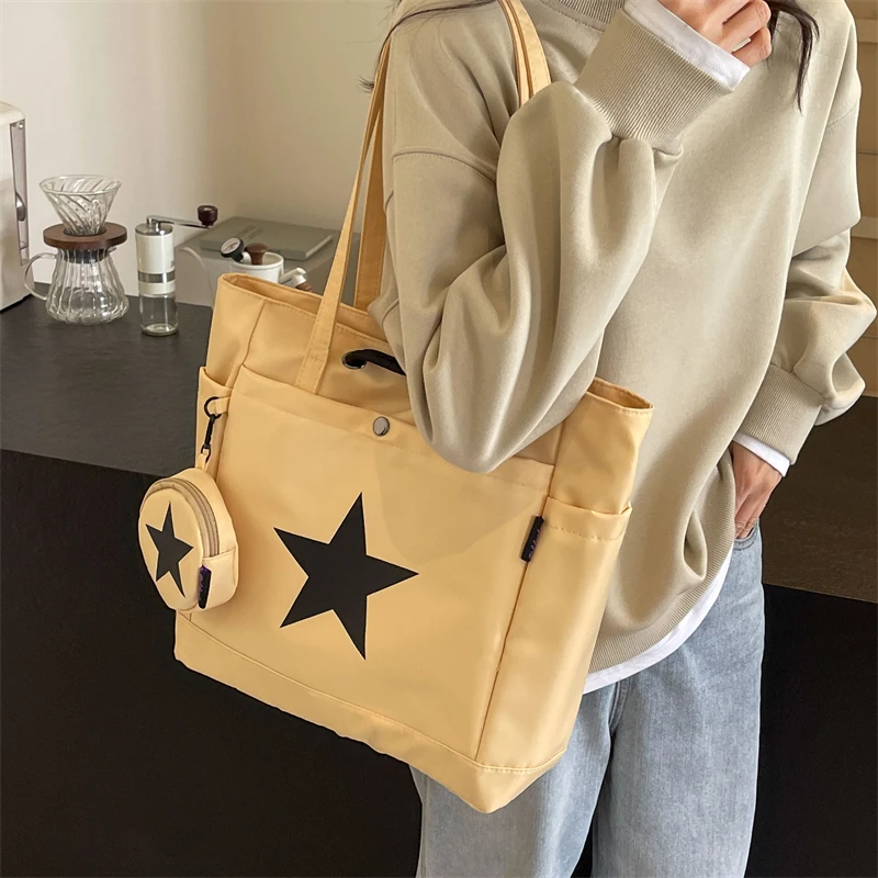 

Large Canvas Tote Bags for Women New Fashion Summer Handbags Leisure Commute Shoulder Shopping Bag 3 Colors High Quality 2024