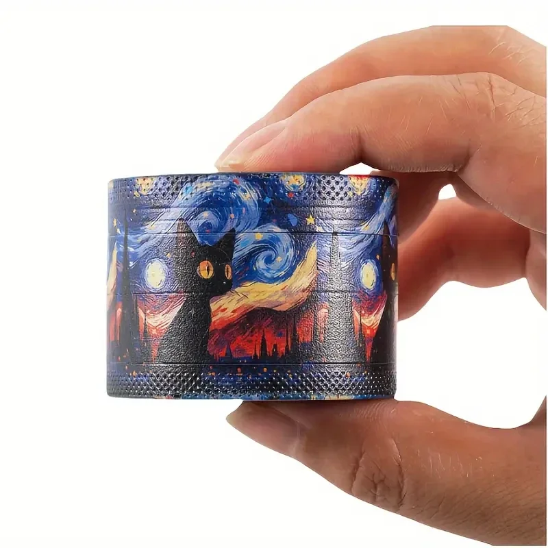 2" Starry Night Black Cat Herb Grinder