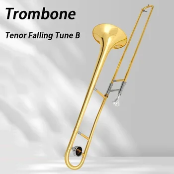 Yellow Brass Trombone Professional Alto Trombones Tenor Falling Tone B with Gloves Adult Beginner Gold Lacquer Brass Instruments