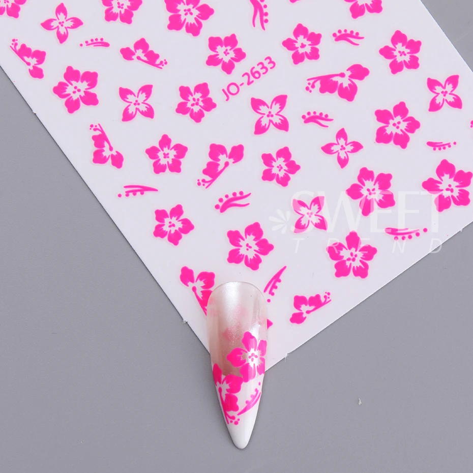 4pcs Hibiscus Flower Nail Art Stickers Autumn Winter Flowers Nail Decals 3D Self-Adhesive Flower Nail Supplies Nail Decorations