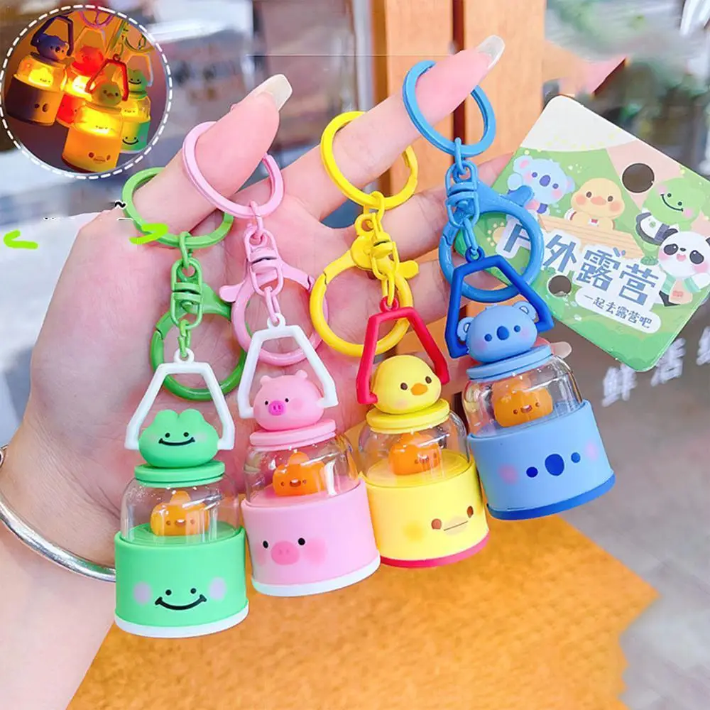 

Creative Animal Keyring Light Pendant Frog Rabbit Panda Pig Light Keychain Pendant Female Bag Ornament Key Chains Gift