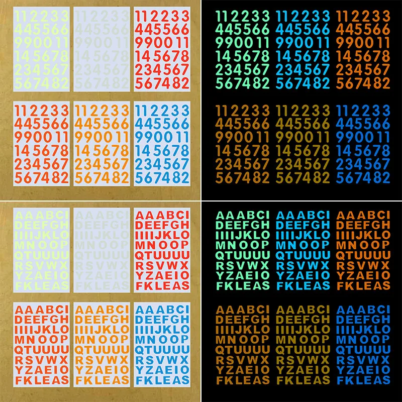 Decorative Stickers Number Alphabet Letter Luminous Wall Switch Laptop Furniture Motorcycle Car Scrapbooking Diary