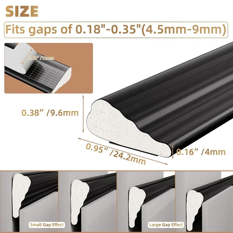 Self-adhesive Wedge-Shape Foam Weather Stripping Door Sealing Strips doors gap filler for door frame Soundproof Insulation Tape