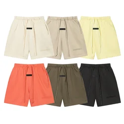 American Fashion Brand Double Line Tshrit And Shorts For Men 2024 Summer New Solid Cotton Casual Set Simple Classic Streetwear