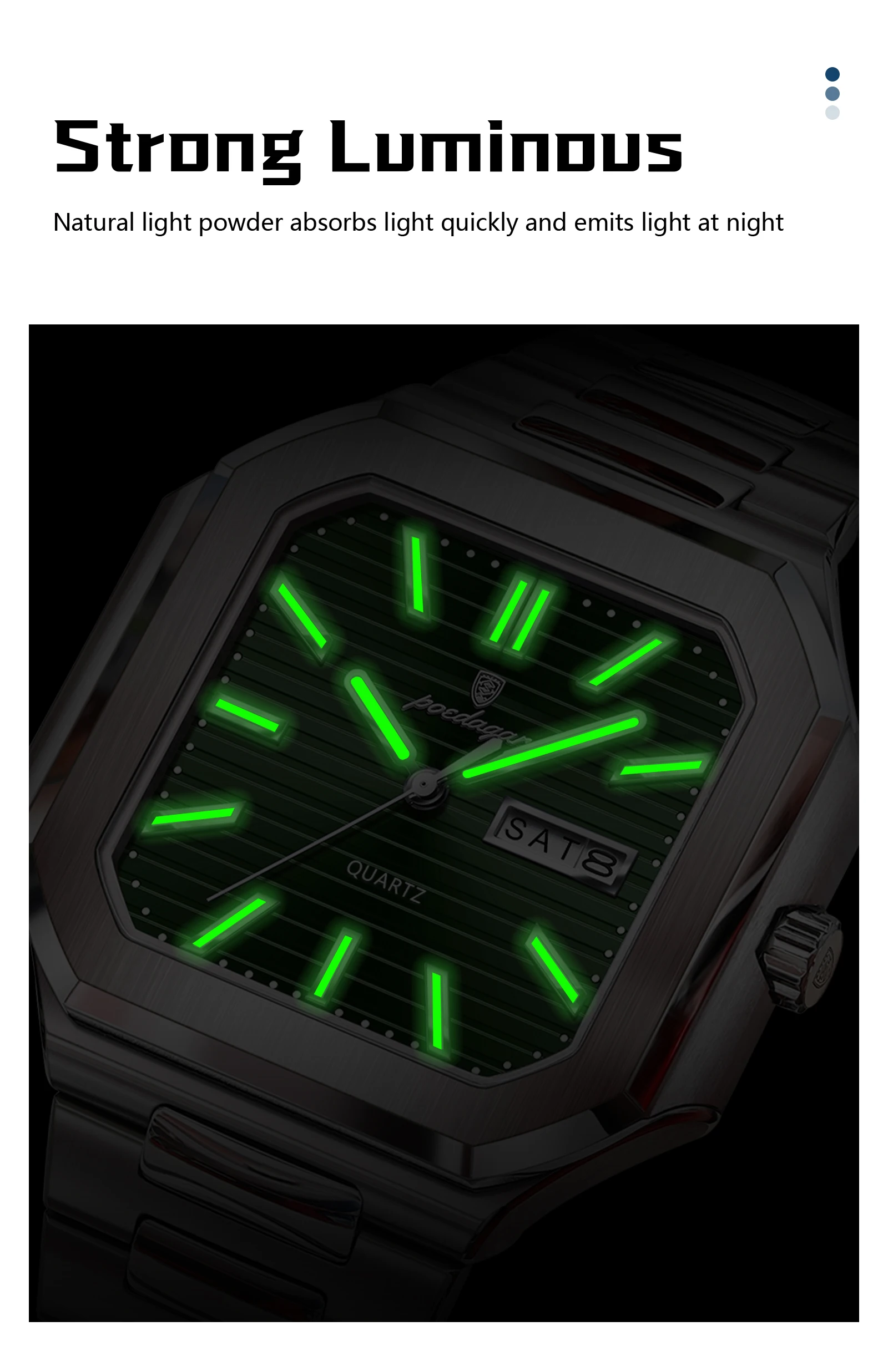 Square Men’s Quartz Watch With Date & Week Display Waterproof_voghion.com