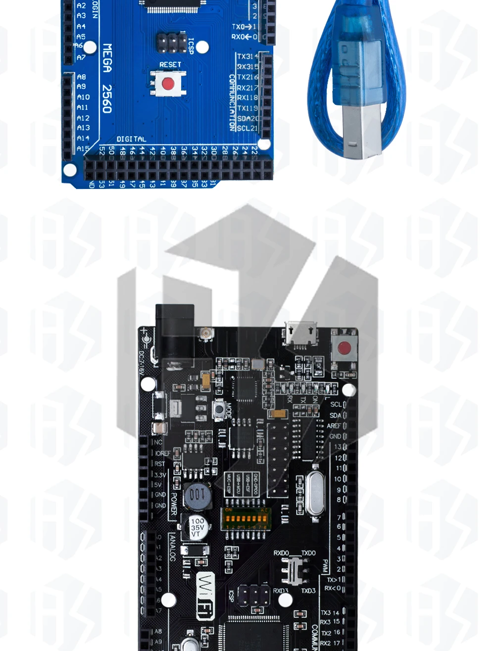 Mega2560ATMEGA16U2/Pro Mini MEGA 2560 Mega+WiFi R3 ATmega2560 Chip CH340G für Arduino Mega R3 Entwicklungsboard für WeMos ESP826 – Detail 12