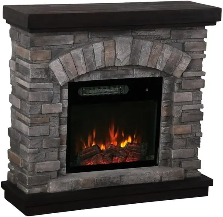 36" Farmhouse Ceramic Magnesium Oxide Freestanding Electric Fireplace with 4 Flickering Flame Effect Settings, Remote and Touch