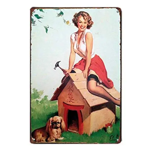 

Vintage Metal Sign Tin Sign Pin Up Girl Man Cave Home Bar Kitchen Garden Wall Decor Signs 12x8inchs