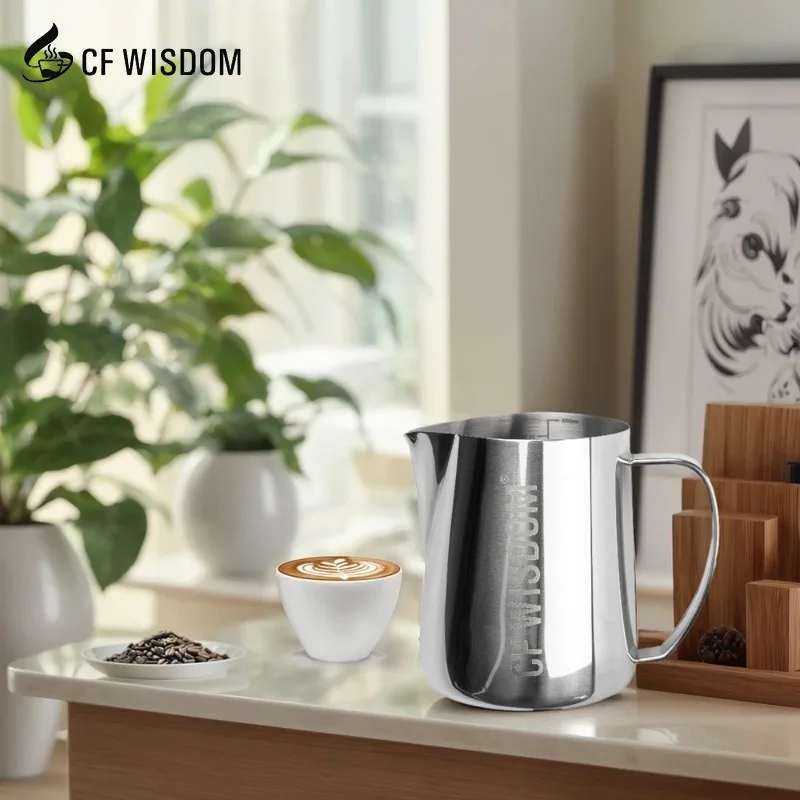 CF WISDOM Stainless Steel Milk Jug 600ml Durable Milk Frothing