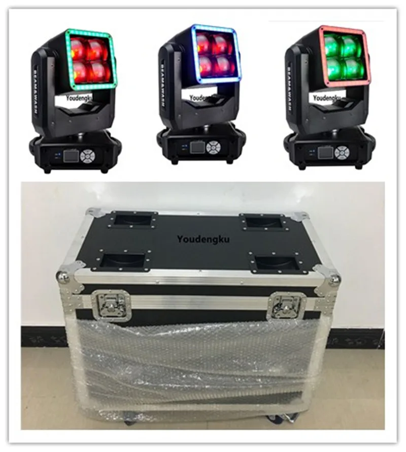 2pcs with case stage zooming moving head dmx wash led 4 x 60w 4in1 rgbw led beam zoom moving head for concert