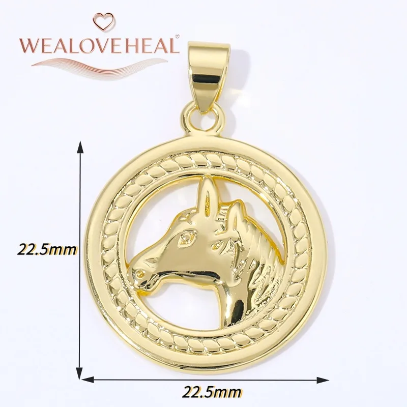 2026 Neuer 18 Karat vergoldeter Messing-Metall-Pferde-Charm-Anhänger für Halskettenherstellungszubehör, Pferde-Anhänger, DIY-Schmuckmaterialien – Detail 21