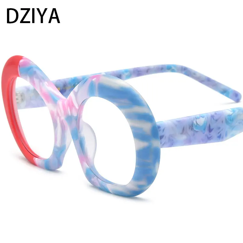 

Vintage Round Acetate Optical Eyeglass Men Women Colorful Stripe Reading Prescription Spectacles Frame 61087