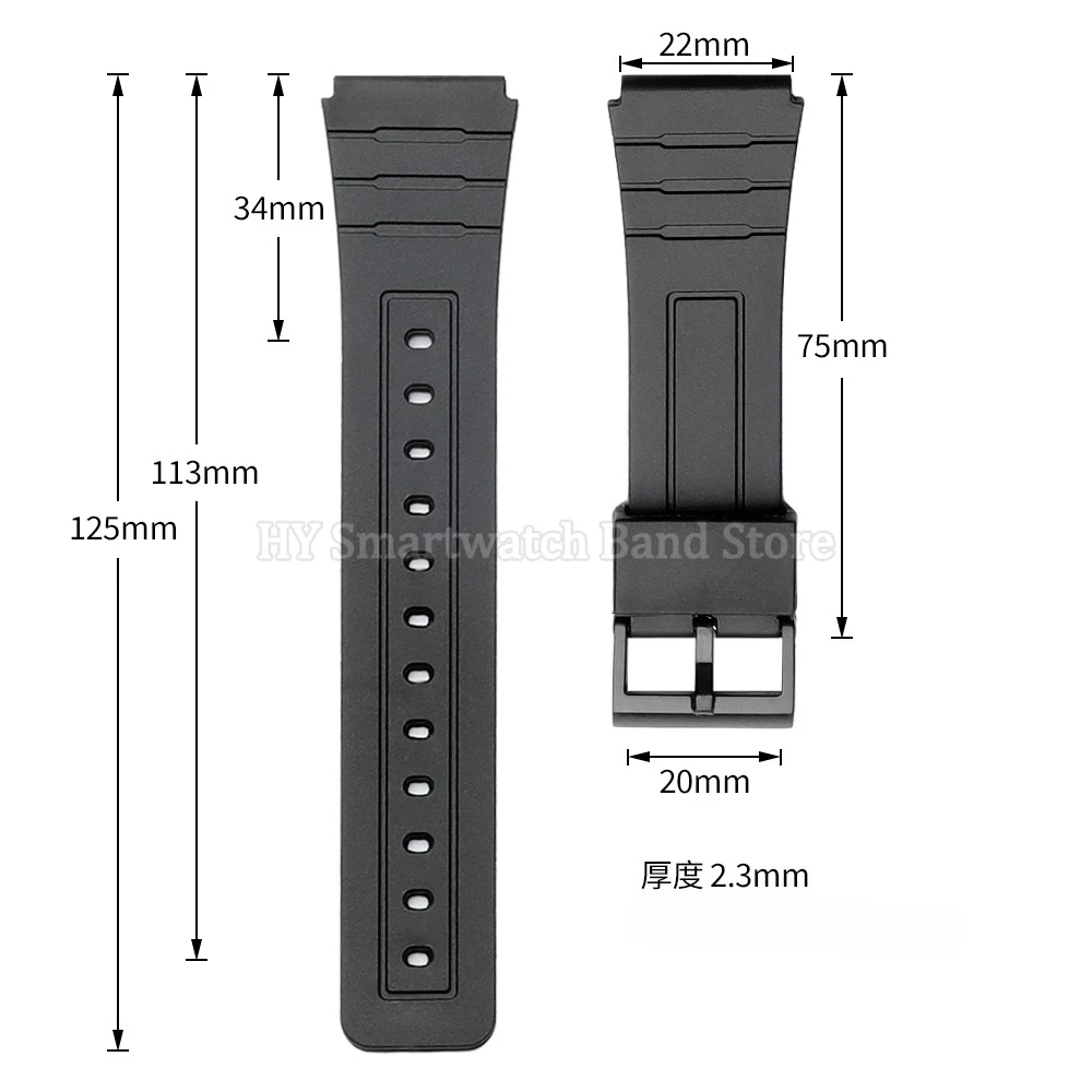 Versatile PU Rubber Watch Strap - Available in Multiple Sizes