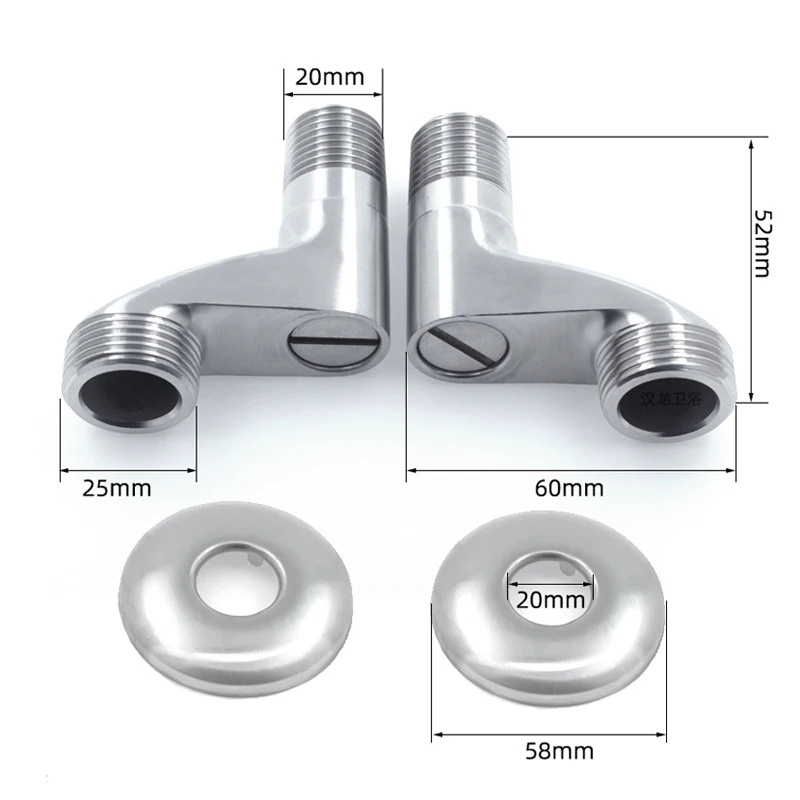 Width Adjustable Angle Valve Replacement Shower Faucet Adapter Part Stainless steel Wall Mounted Bathroom Accessories 2Pcs/Set