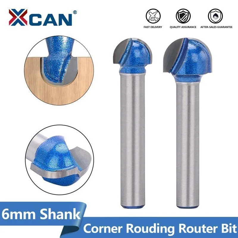 

XCAN Wood Milling Cutter 6mm Shank Corner Rounding Router Bit Set Radius Wood Trimming Cutter Woodworking Tool 1pc/4pc Set