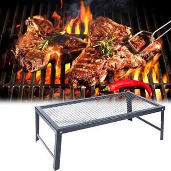 Camp Grill Fire Pit Grate, Campfire Cooking, Portable Stand BBQ Rack, Griddle Plate 2