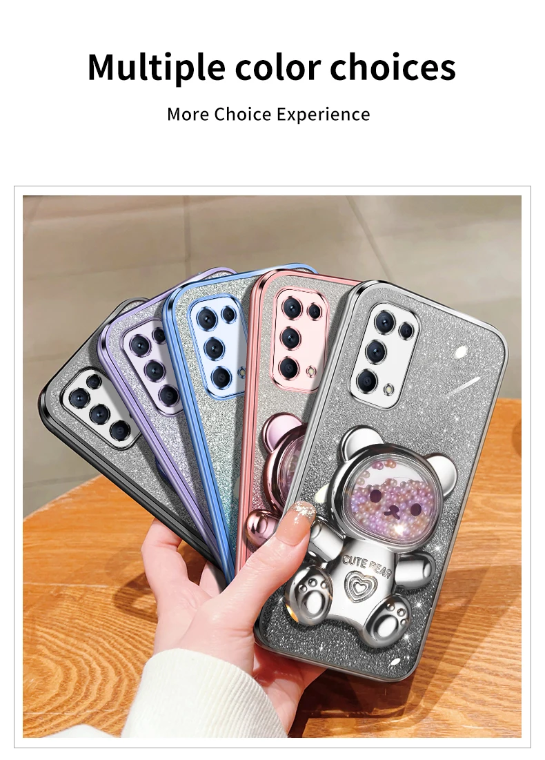 Quicksand Bear – coque de téléphone avec support à paillettes, étui pour Oppo 5 6 Pro 6pro Reno 4 4se 6z 5k 3 2 2z_voghion.com