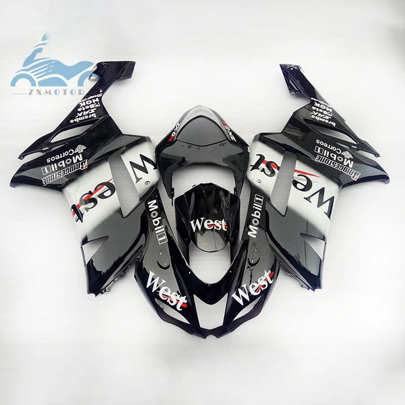 Kit completo de carenagem personalizado para motocicleta kawasaki ninja 2007, 2008, zx6r, zx 6r 636, 07, 08, black west body kit 1