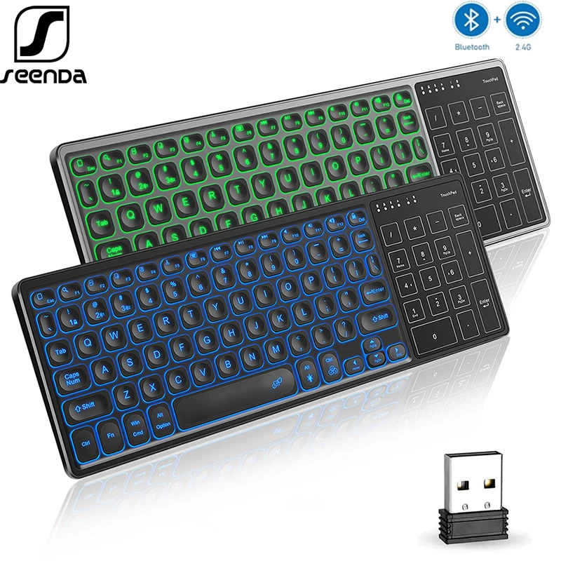 Seenda Bluetooth Wireless Keyboard With Touchpad Thin Backlight