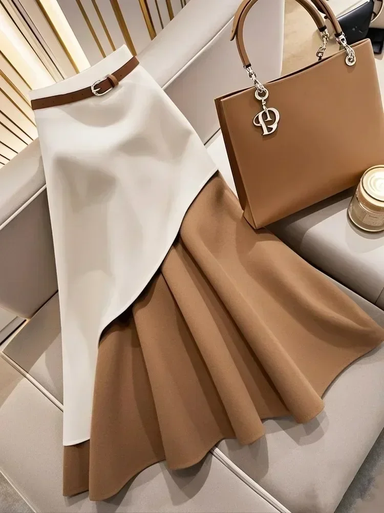 Catalina High Waist rib long sleeve two peice skirt & jumper- coffee