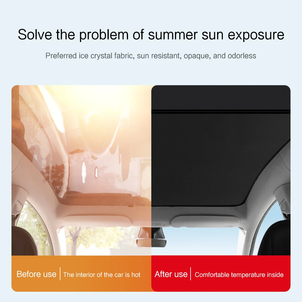 Sunshades For Tesla Model Y 3 Sunroof Highland 2024 New Reflected Light 2021-23  Cloth Buckle Sun Pare Glass Skylight Accessory