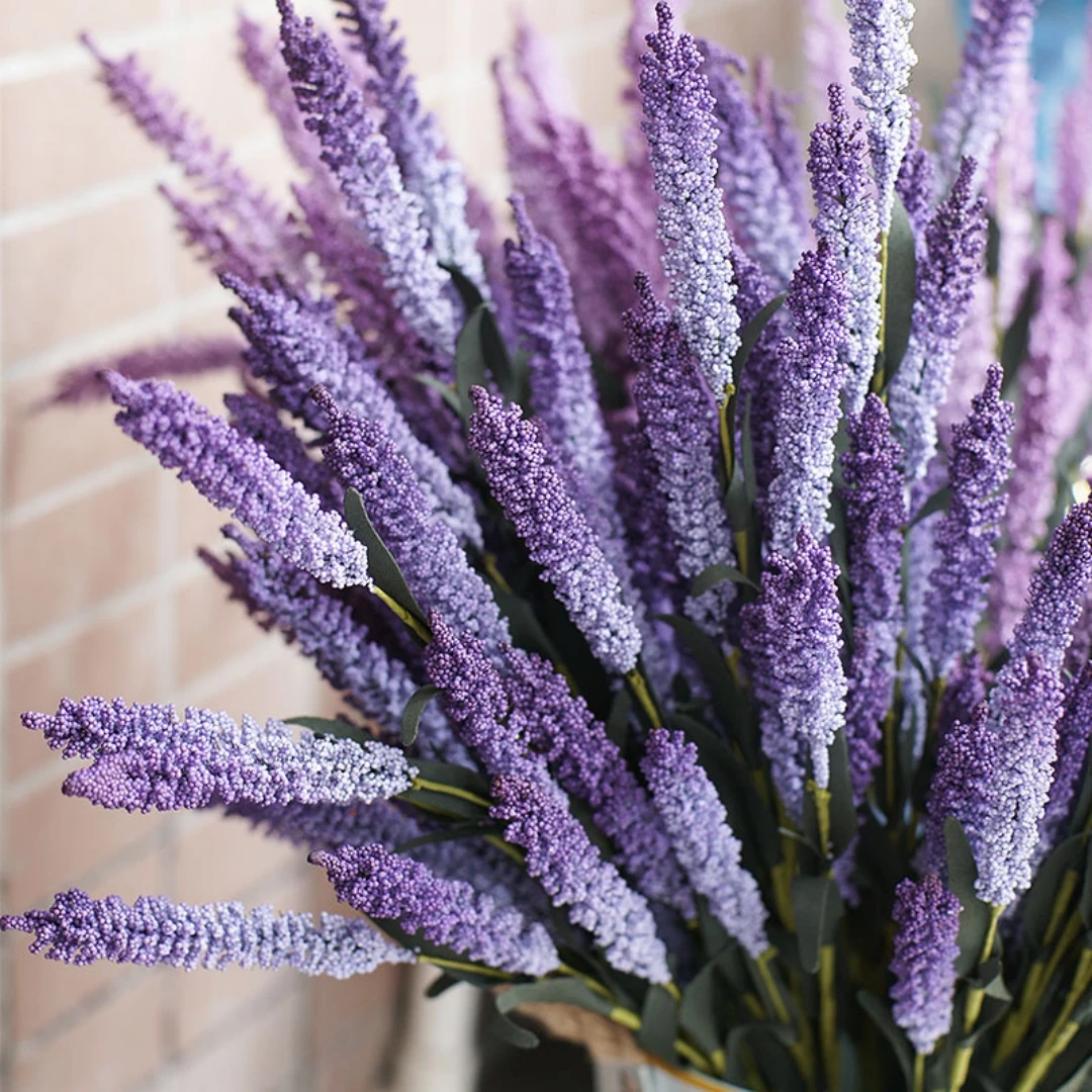 Künstlicher Lavendelstrauß, lila Kunstblumen für Haus, Garten, Hochzeitsdekoration, Valentinstag, Geburtstag, Abschlussgeschenk, Vasenfüller – Detail 15