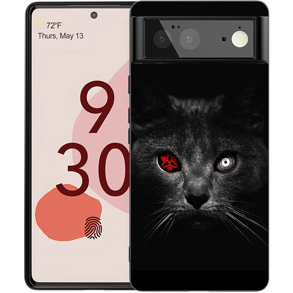 Black Cat Staring Eye Shockproof Silicone Phone Case Cover