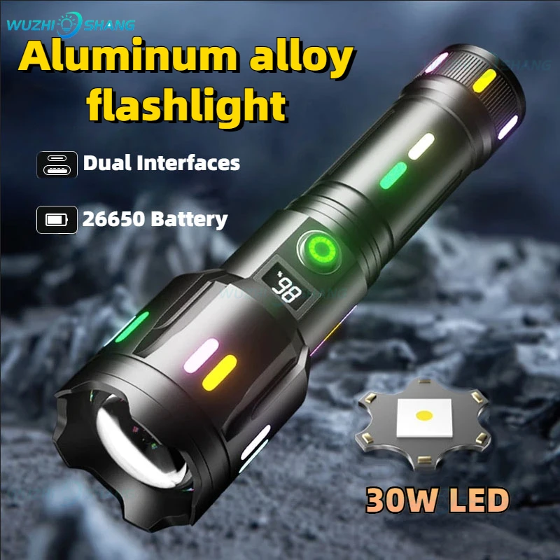 

Мощный светодиодный лазерный фонарик с USB-зарядкой, фонарь из алюминиевого сплава, водонепроницаемый IPX5, 5 режимов освещения, уличный, для кемпинга, экстренных ситуаций