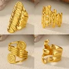 Punk Irregular Geometric Rings for Women Stainless Steel Gold Color Wrap Coil Ring Aesthetic Wedding Waterproof Jewelry Gift