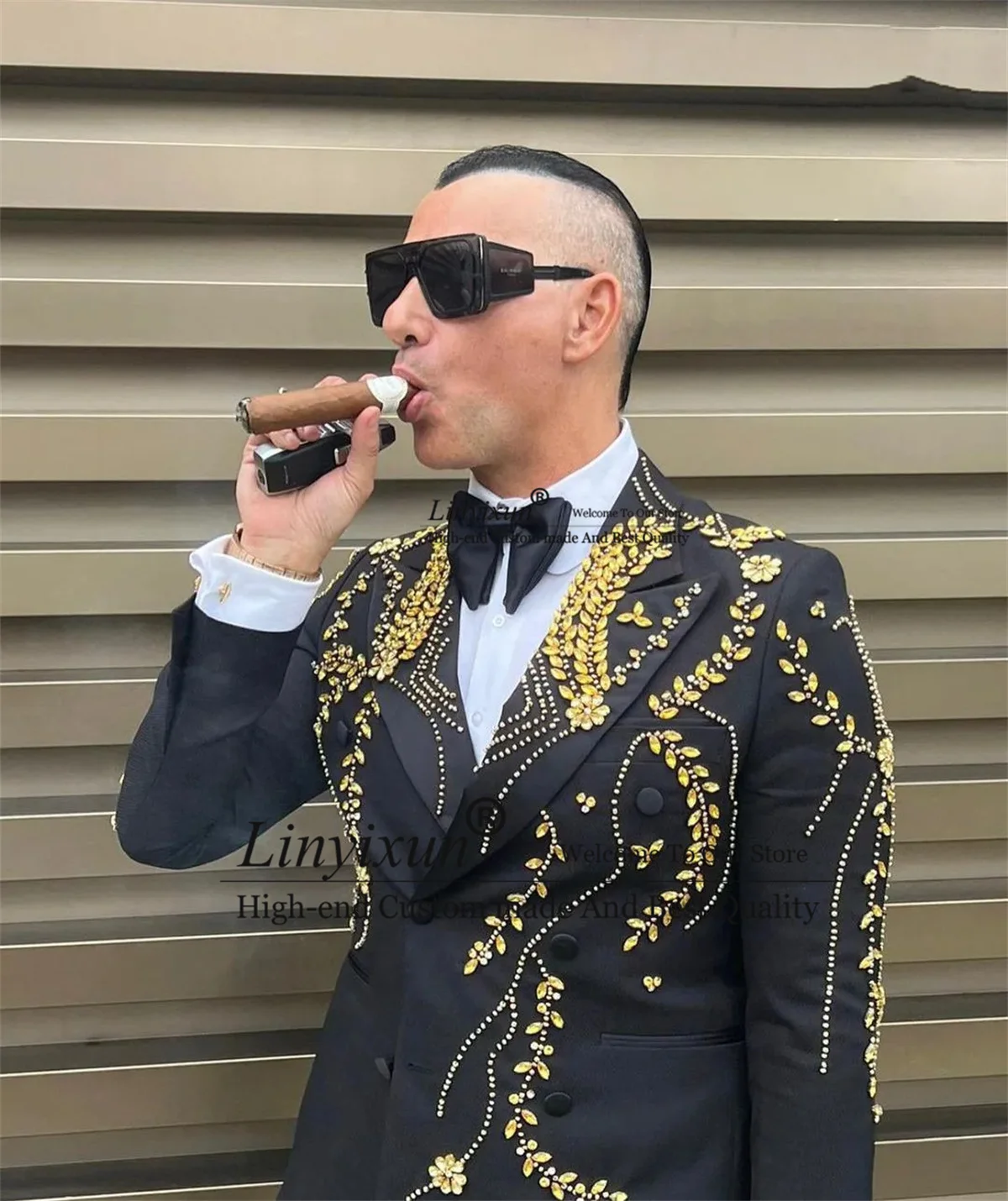 Men Luxury Beaded 2-piece Wedding Suits