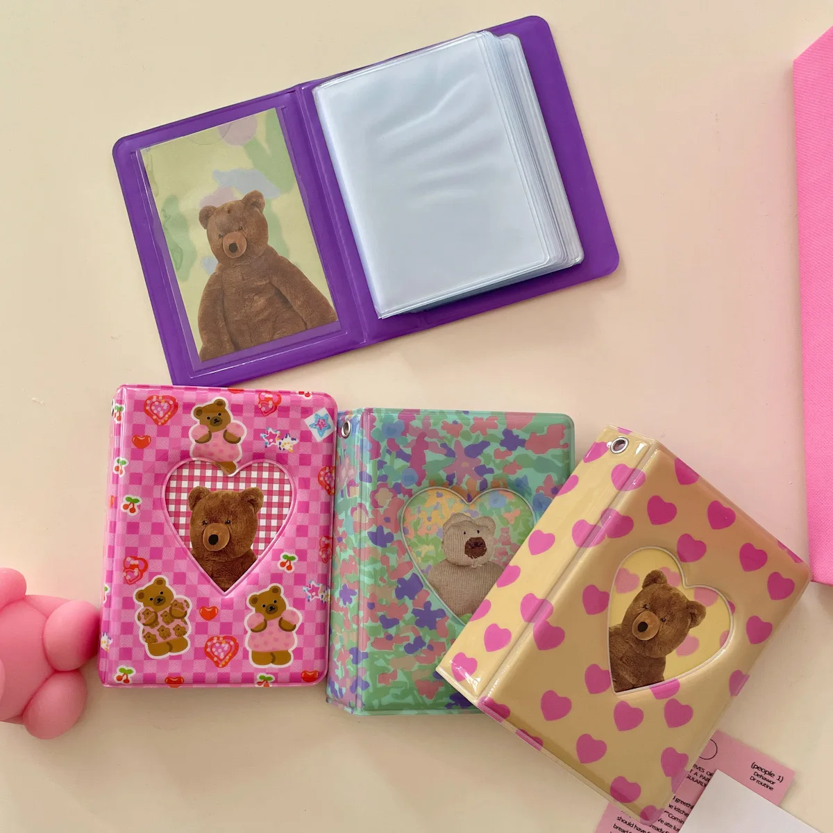 SKYSONIC Kawaii 3" Photo Alblum 20pcs Sleeves PP PVC Storage Card Bag Holder Bear Cat Korean Postcards Collect Book Organizer 5