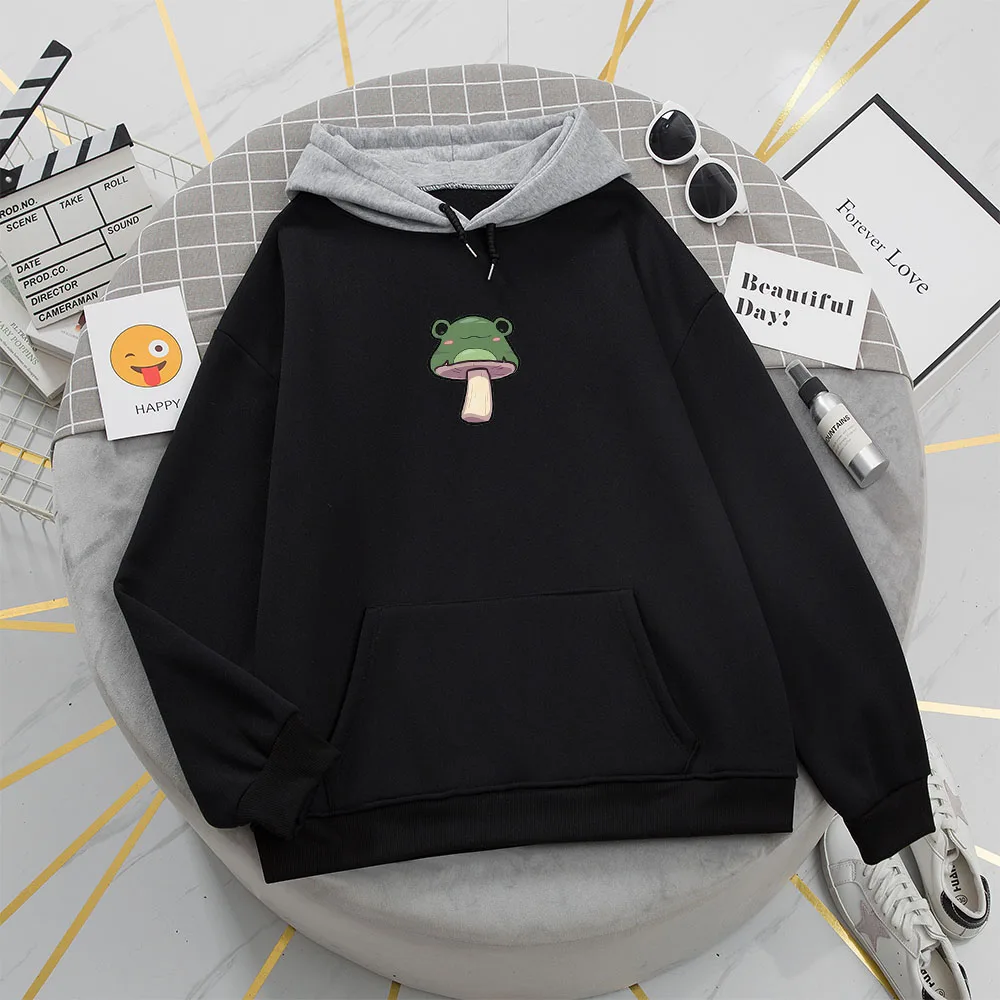 

Mushroom Cute Frog Hoodie Pullover Harajuku Funny Aesthetic Clothing Spring Autumn Kawaii Graphic Hoodies Women Sudadera Mujer