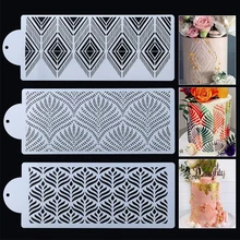 

3PCS Plastic Sugar Sieve Mold Fondant Printing Mold Hollow Wedding Cake Edge Decoration Template Baking Tools Cake Stand Molds