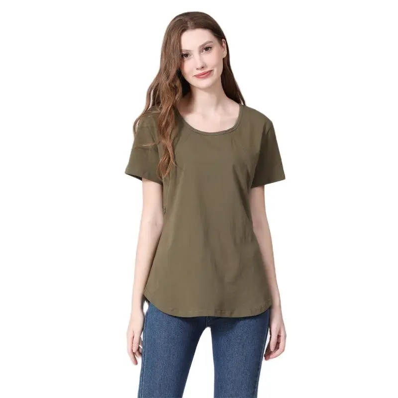 Big Size Short Sleeve Maternity Tee Breastfeeding Clothes Nursing Wear T Shirt Cotton Feeding Tops Drop Shipping 4