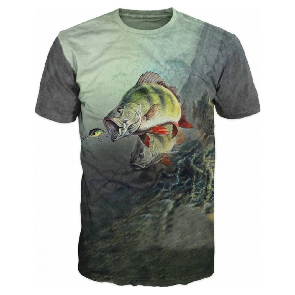 3D Fish Printed T Shirt for Men Summer Men's Carp Fishes Funny T