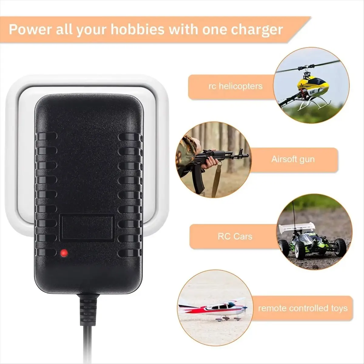 《공장 직판》4.8V 7.2V 8.4V 9.6V NiMH/NiCD용 9-In-1 RC 배터리 충전기, 2.4V-12V NiMH/NiCD 배터리 팩용 RC 자동차 충전기