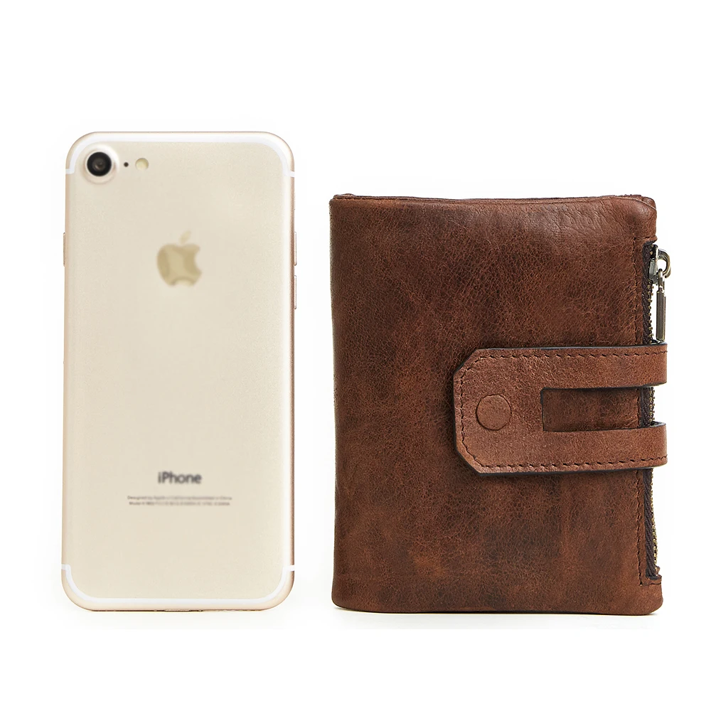 Men wallet casual fashion leather anti-theft brush Coin purses double zipper multi-card slot retro clutch man rfid Money clip
