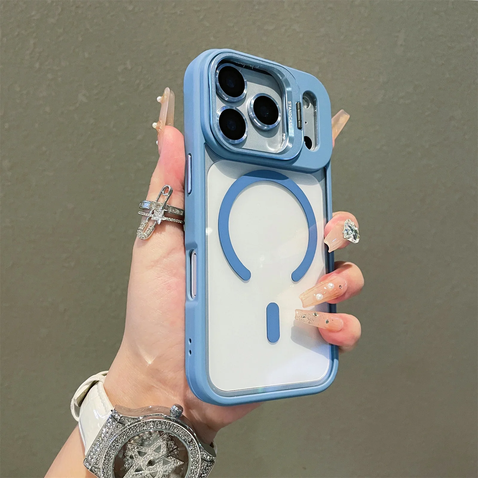 Magnetic Clear Slim Phone Case with Kickstand - Protective Cover