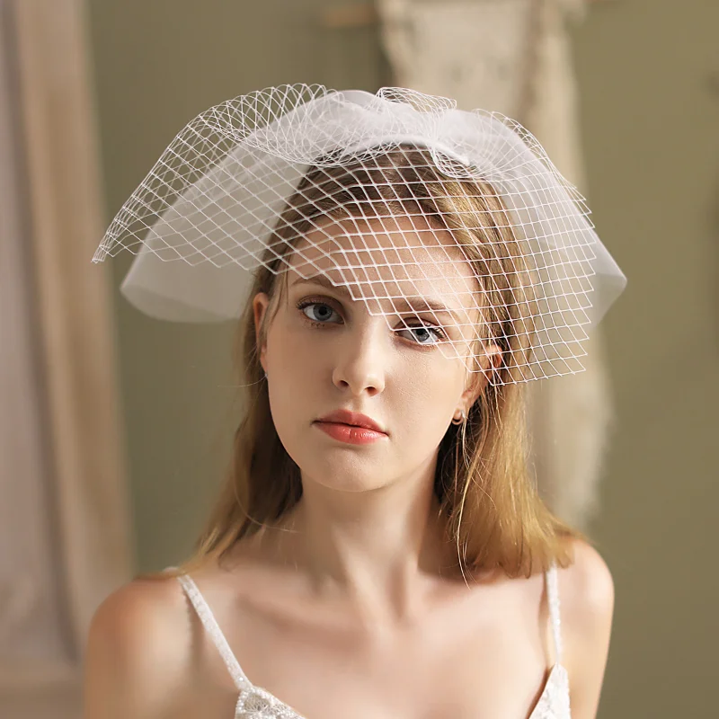 

Birdcage Face Veil for Women Bride Party Bridal Tulll Short Wedding Blusher Veils Hair Accessories