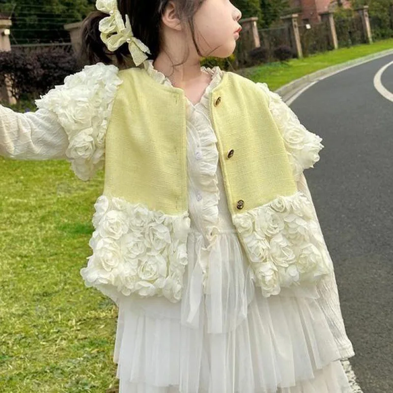 

Child Coat Cardigan Flower Fashion Teens Girls Jackets Boutique Outerwear Tops For Winter Autumn Kids Outer Wear Toddler Clothes