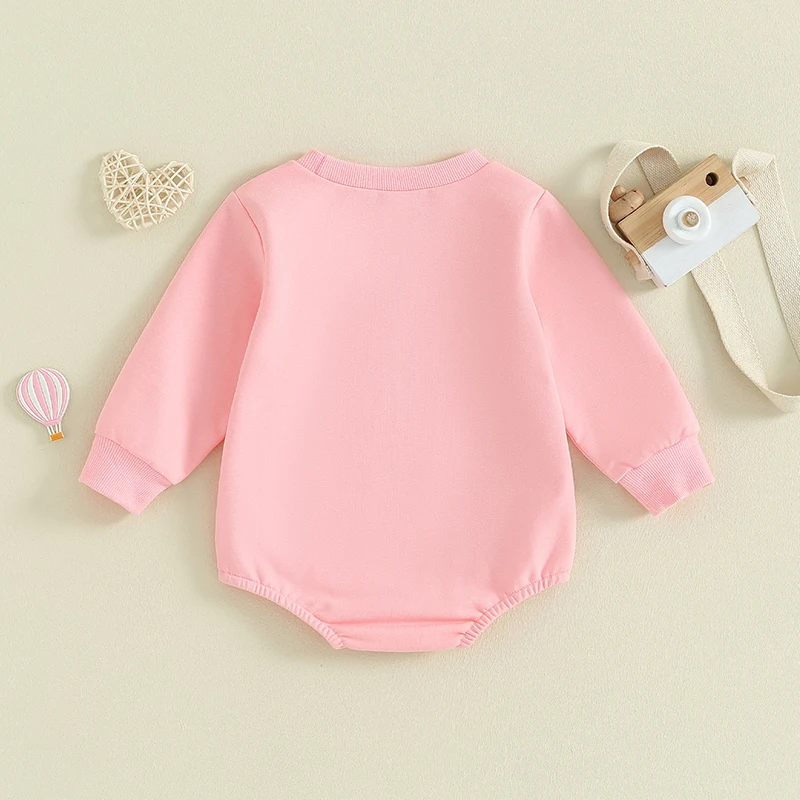 

Baby Girls Valentine s Day Romper Outfit Infant Long Sleeve Heart Letter Print Sweatshirt Bodysuit Clothes