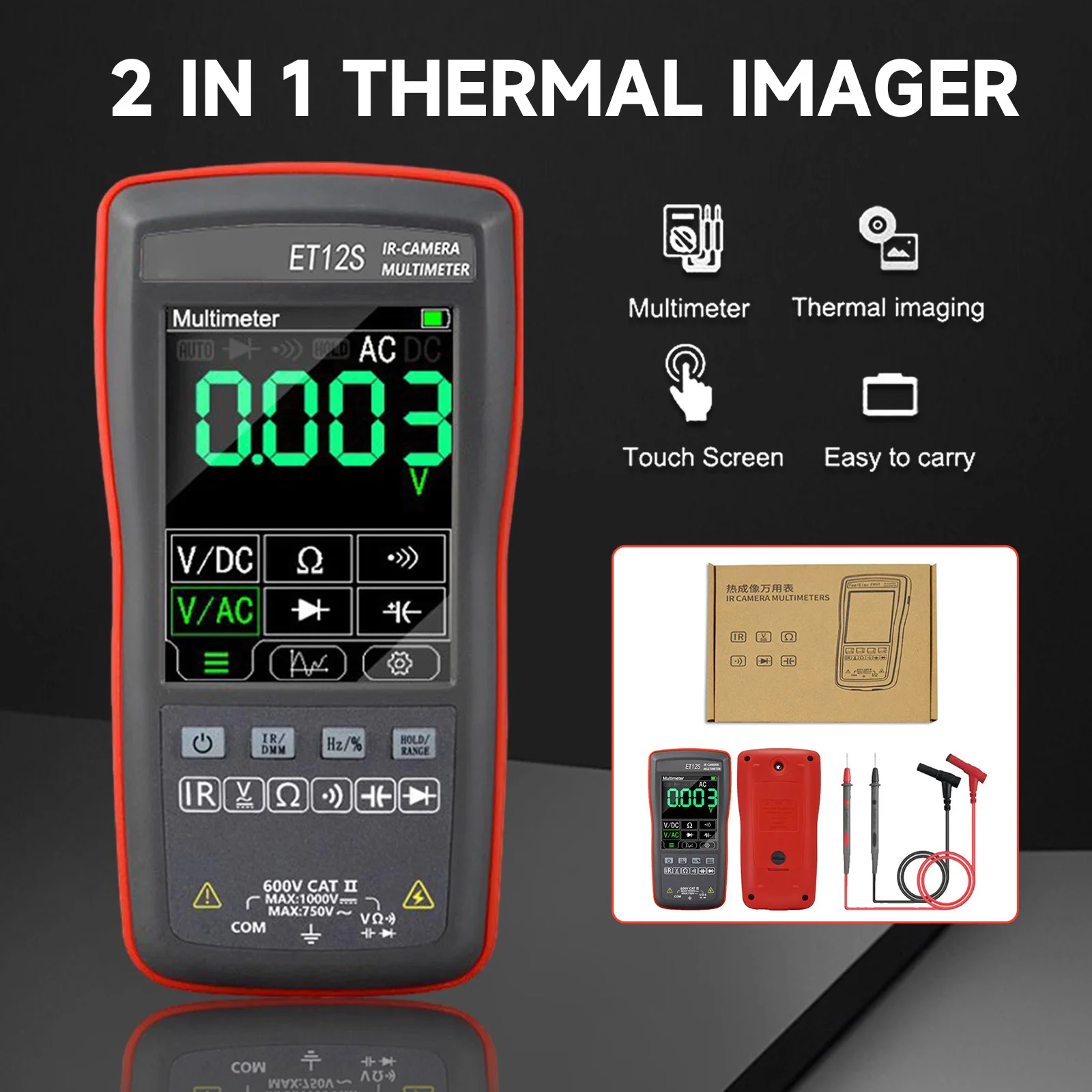 

TOOLTOP ET11S ET12S 2in1 Digital Thermal Imager Multimeter Thermal Imaging Pixel Multimetro with Voltage Current Measurement NEW