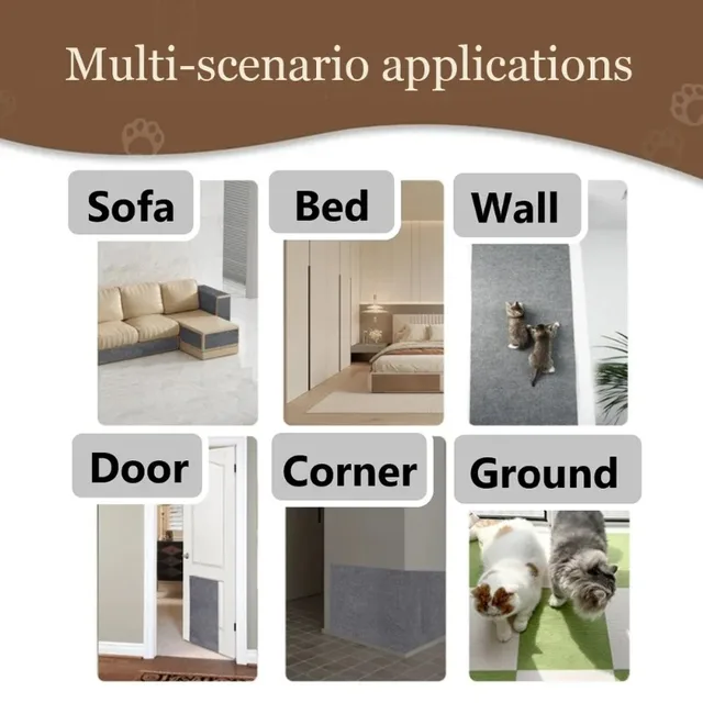 Cat Scratch Protector with Selfadhesive Freeform Cutting Carpet Mat Cat Scratch Protection Furniture Pet Training Sofa Protector 6