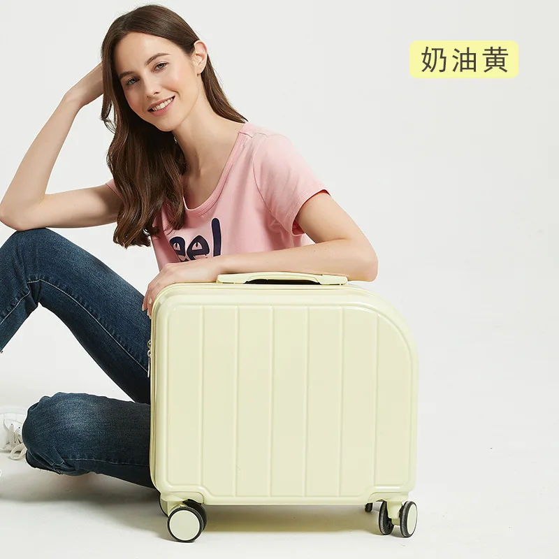 PLUENLI New Luggage Women's Three-Section Aluminum Alloy Trolley Boarding Bag Small Lightweight Trolley Case