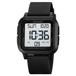SKMEI Men's Digital Sports Watch with Backlight and Stopwatch, 5Bar Waterproof (Black white)