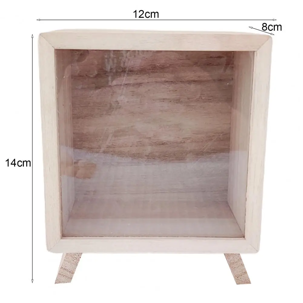 Modern Money Bank Lightweight Piggy Bank Transparent Window DIY Desktop Wooden Piggy