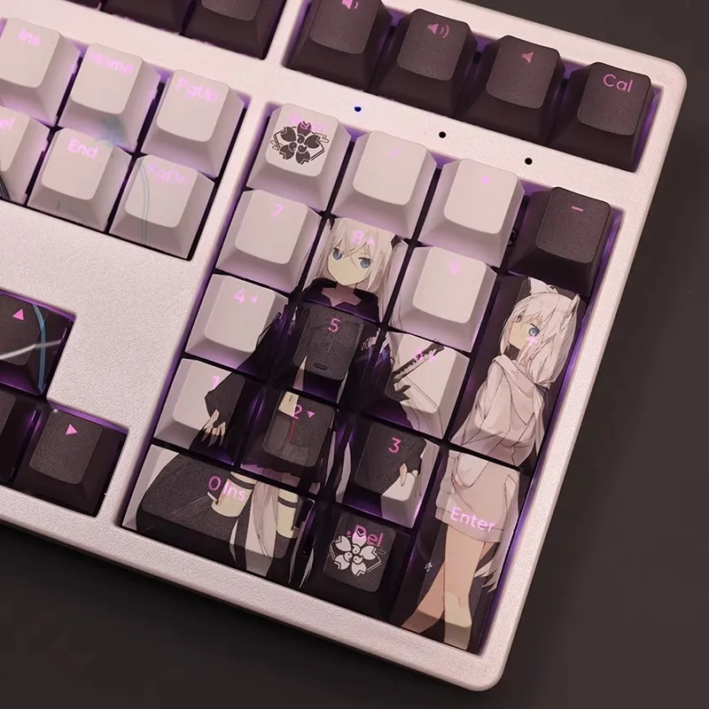 Azur Lane Ijn Kawakaze Keycap Pbt Dye Subbed Backlit Keycaps Desenhos Animados Anime Gaming Key Caps para Ansi 61 87 104 108 Conjunto Chaves - Imagem 3